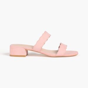 Stuart Weitzman Santorini Suede Scallop Slide Slip-On Sandals Pink